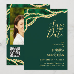 Reserve A Data Código QR de Foto Personalizada Esmeralda Verde Ág