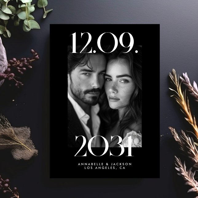 Reserve A Data Código QR de foto preta de data de casamento grand (Criador carregado)