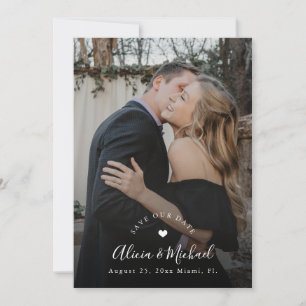 Reserve A Data Código QR de foto simples e elegante preto casamen