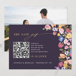 Reserve A Data Código QR de Foto Sombra Colorida de Primavera Wil