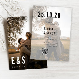 Reserve A Data Código QR de Fotografia de Monograma de Grande Neg