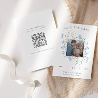 Código QR de Fotografia de Quadro Floral Azul Clar