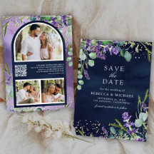 Código QR de Lavanda Eucalipto Foto Casamento Azul