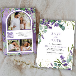 Reserve A Data Código QR de Lavanda Eucalipto Foto de Casamento
