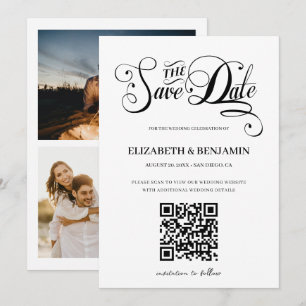 Reserve A Data Código QR de Letra de Caligrafia Minimalista 3 Fot