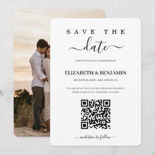 Reserve A Data Código QR de Letra de Caligrafia Moderna Foto Save
