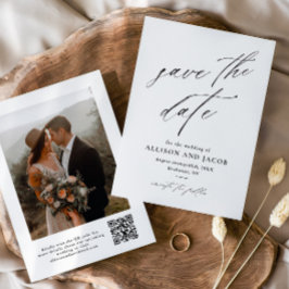 Reserve A Data Código QR de letra elegante Foto de casamento