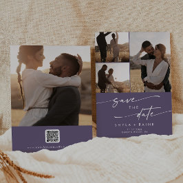 Reserve A Data Código QR de multifoto plural púrpura de ameixa bô