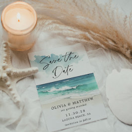 Reserve A Data Código QR de Ocean Beach, Script de Aquarela Moder