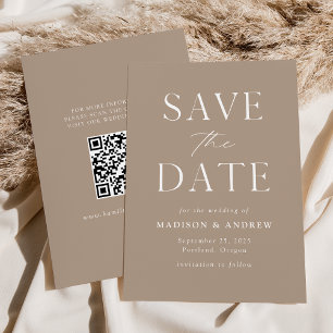 Reserve A Data Código QR de Taupe Elegante Moderno