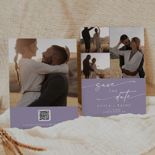 Reserve A Data Código QR de várias fotos com Lavanda púrpura e  d