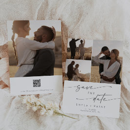 Reserve A Data Código QR de várias fotos da Cinza Boho Chic Silve