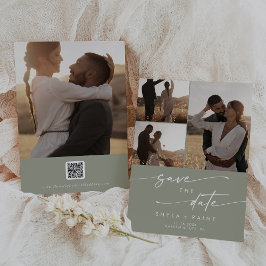 Reserve A Data Código QR de várias fotos verde do Boho Chic Sage