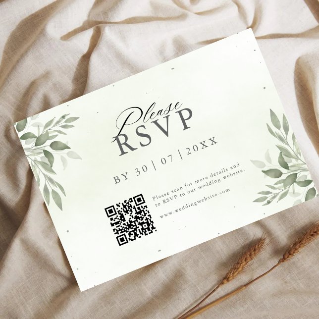 Reserve A Data Código QR de Vegetação de Sage Moderna para Salvar (Criador carregado)