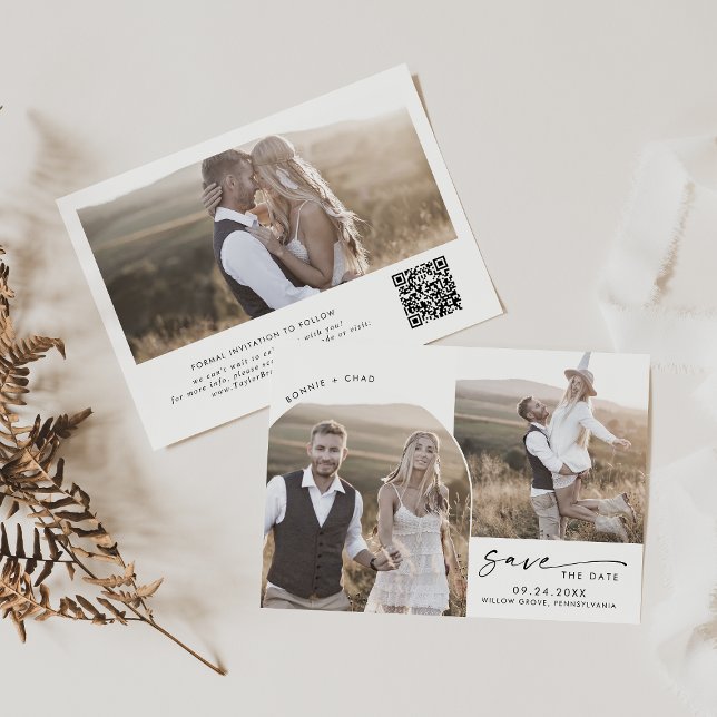 Reserve A Data Código QR do Arch Modern Boho 3 Foto (Criador carregado)