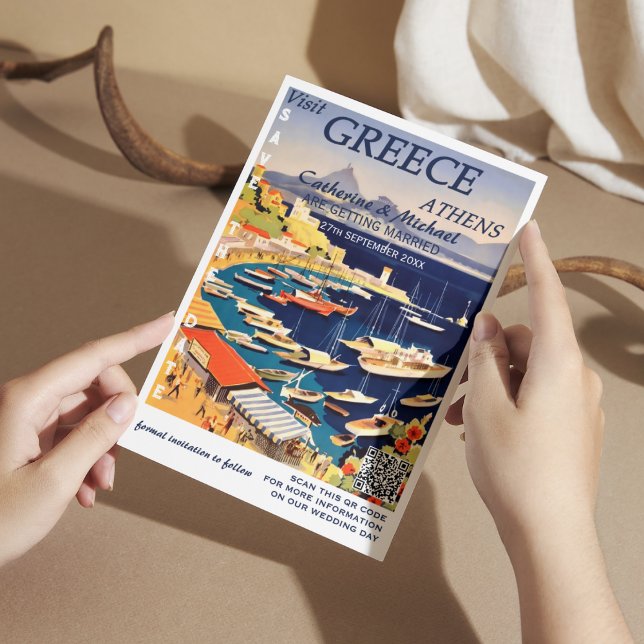 Reserve A Data Código QR do Estilo de Poster de viagens de Casame (Criador carregado)