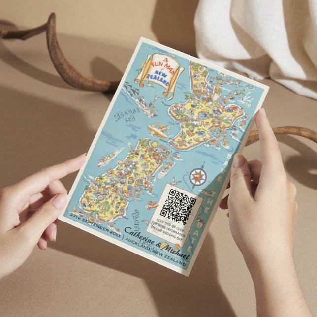 Reserve A Data Código QR do Poster de viagens da Nova Zelândia (Criador carregado)