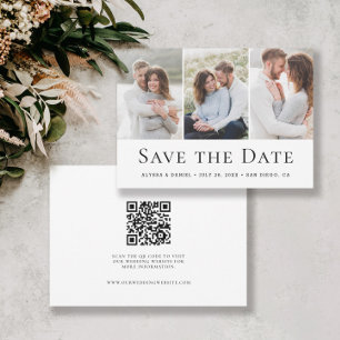 Reserve A Data Código QR do site de casamento com três fotos mode