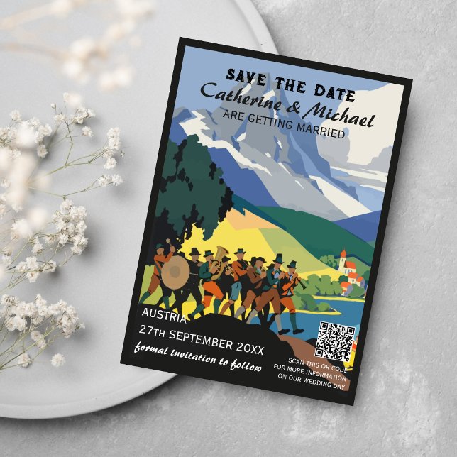 Reserve A Data Código QR do Viagem da Áustria (Criador carregado)