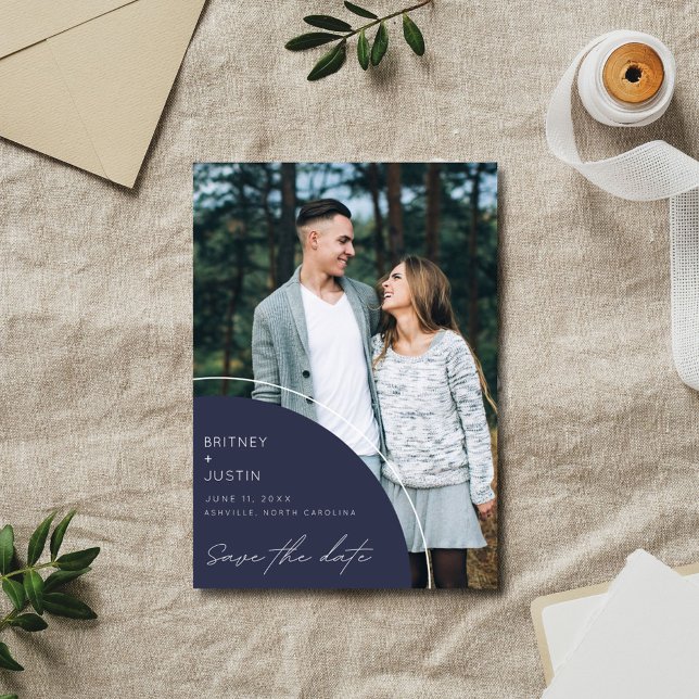 Reserve A Data Código QR Dois Casamento Moderno de Foto (QR Code Two Photo Modern Wedding Save The Date)