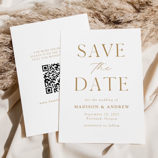 Reserve A Data Código QR Dourado Moderno e Elegante (Criador carregado)