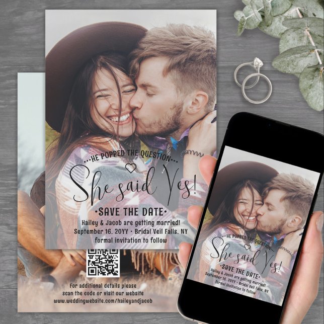 Reserve A Data Código QR Ela Disse Sim! Noivado Casamento 2 Foto (Criador carregado)