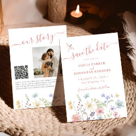 Reserve A Data Código QR elegante floral flores silvestres casame