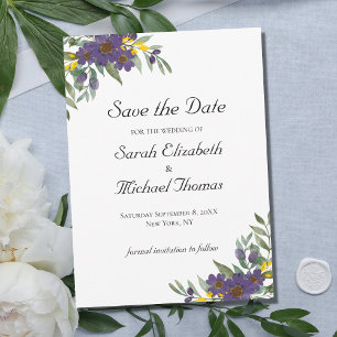 Reserve A Data Código QR Floral Amarelo Roxo Casamento Salve a Da