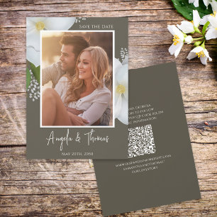 Reserve A Data Código QR Floral Greenery Salvar Data Foto