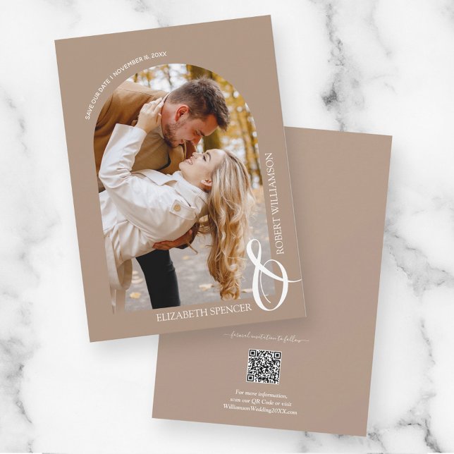 Reserve A Data Código QR Foto de Casamento Tan Salvar Data (Criador carregado)