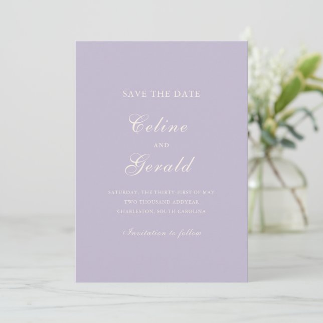 Reserve A Data Código QR Lilás Clássico Casamento Elegante (Em pé/Frente)