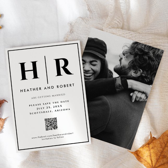 Reserve A Data Código QR Mínimo Clássico Simples Monograma de Cas (Criador carregado)