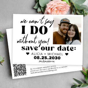 Reserve A Data código QR moderno foto engraçada casamento casual