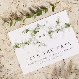 Reserve A Data Código QR NON-FOTO Eucalyptus Monograma Casamento