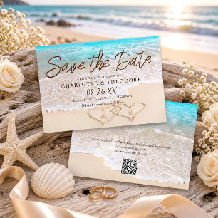 Reserve A Data Código QR Ondas do Oceano Azul Casamento Tropical