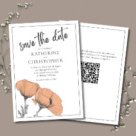 Reserve A Data Código QR para Casamento Floral Elegante Poppies P
