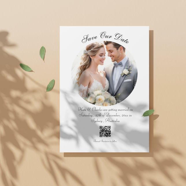 Reserve A Data Código QR personalizado de foto moderna Salvar a D (Criador carregado)