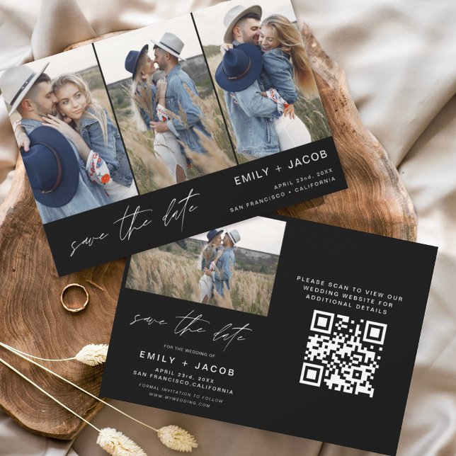 Reserve A Data Código QR preto branco Moderno Salvar a Foto da Da (Criador carregado)