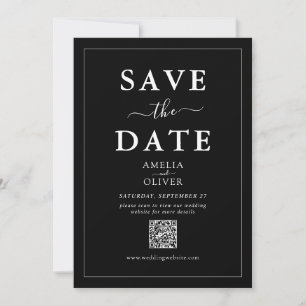 Reserve A Data Código QR Preto Casamento Minimalista Moderno Eleg
