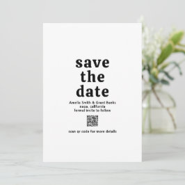 Reserve A Data Código QR Preto e Branco de Fonte Retro Casamento