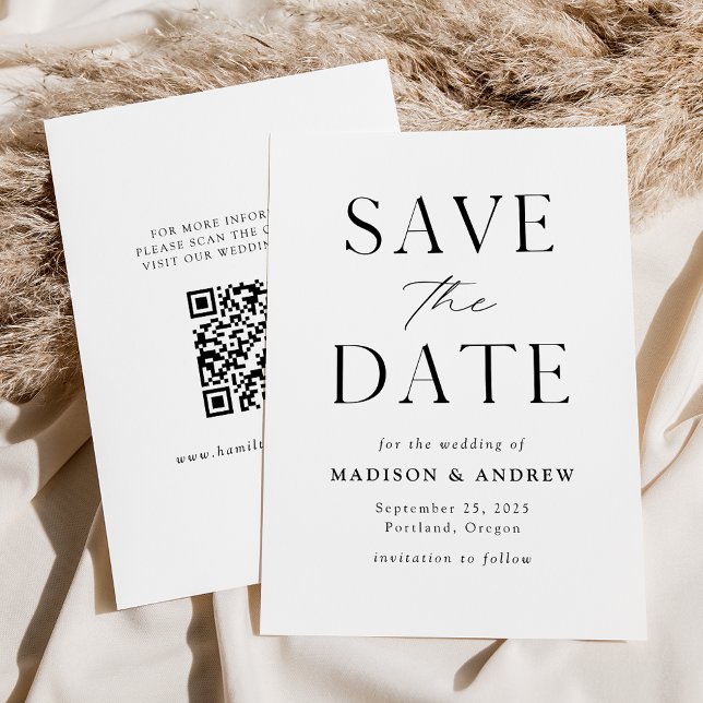 Reserve A Data Código QR Preto e Branco Moderno e Elegante (Criador carregado)