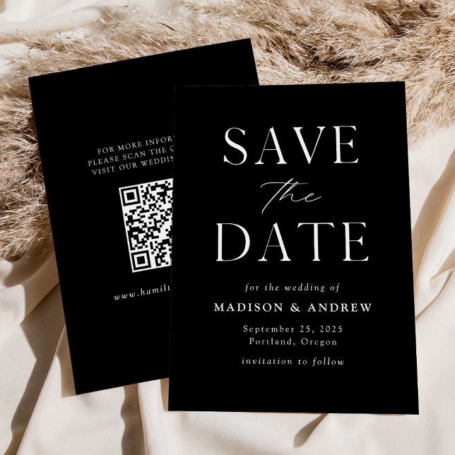 Reserve A Data Código QR Preto e Branco Moderno e Elegante (Criador carregado)