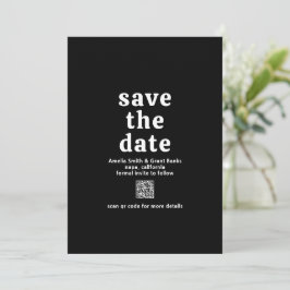 Reserve A Data Código QR Preto Fonte Retro Casamento Moderno