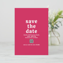 Reserve A Data Código QR Rosa Quente Fonte Retro Casamento Modern