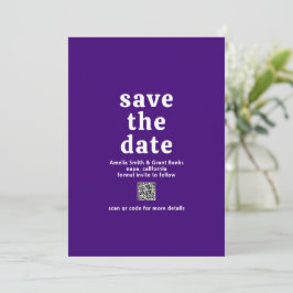 Reserve A Data Código QR Roxo Fonte Retro Casamento Moderno