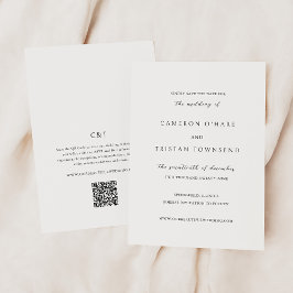 Reserve A Data Código QR Simples Preto e Branco Casamento Limpo