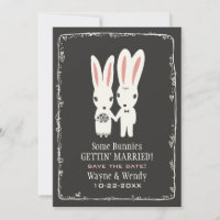 Coelhos Bonitos Casamento Save the Date Cinza