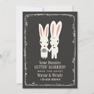 Reserve A Data Coelhos Bonitos Casamento Save the Date Cinza