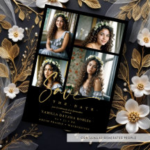 Colagem de 4 Fotos de Quinceañera Preta Moderna