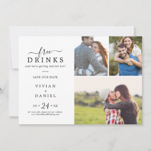 Reserve A Data Colagem de Fotografias de Bebidas Livres Minimalis